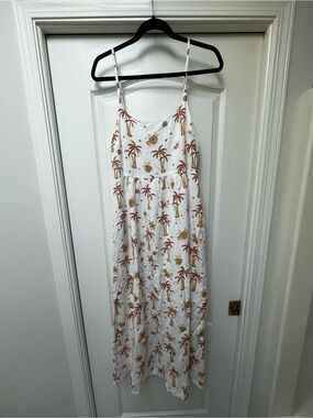 Japna White Maxi Dress with Palm & Pineapple Print